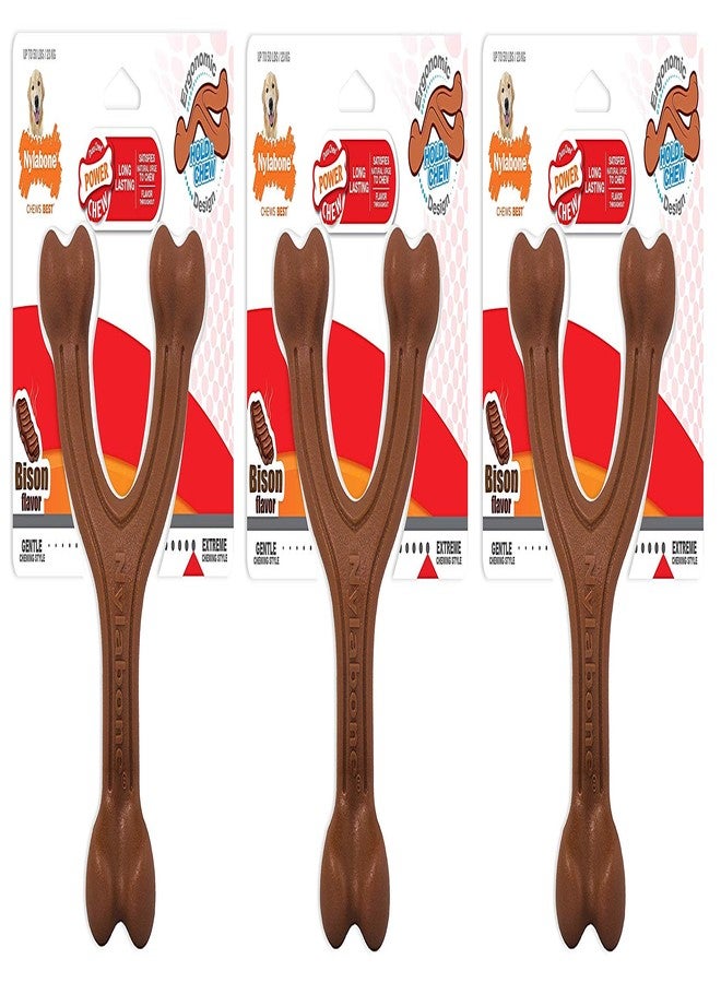 Nylabone 3 Pack of Power Chew Wishbone Chew Dog Toys, Giant, Bison Flavor - Image 1